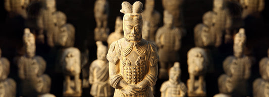 Terracotta Warrior sculpture, blending modern design concepts with ancient civilization, showcasing a unique artistic style, adding a touch of historical and modern harmony to homes and gardens.
