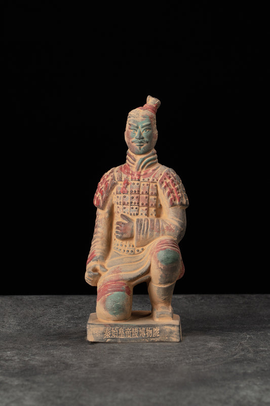 20CM Painted Kneeling Archer - CLAYARMY-Explore the exquisite detailing of 20CM Painted Soldier figurine at Clayarmy, meticulously crafted with vibrant colors and intricate details, adding a unique touch to your Terracotta Soldiers collection. Choose vibrancy, choose history.