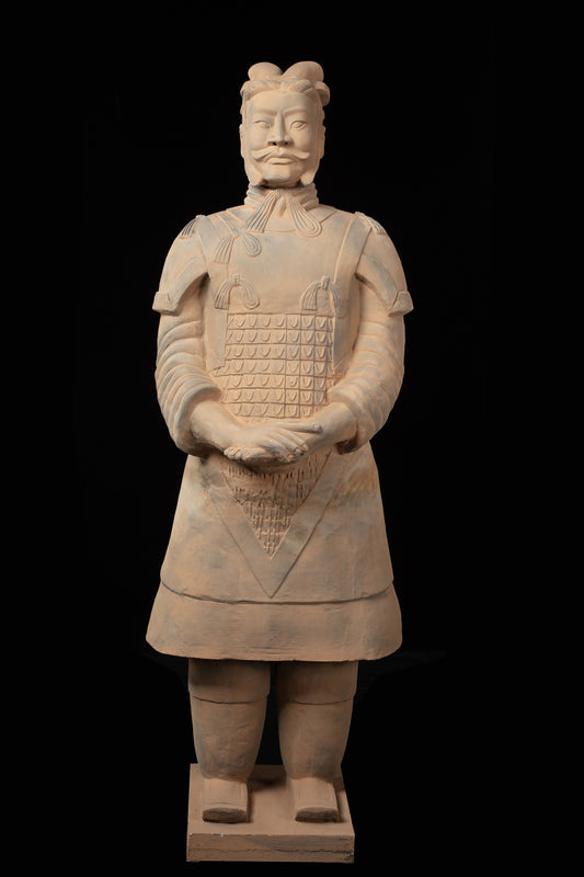 1.8M General - CLAYARMY-Commanding Presence: Frontal view of the 1.8M Terracotta Army General, projecting a commanding presence with meticulously sculpted historical military attire.