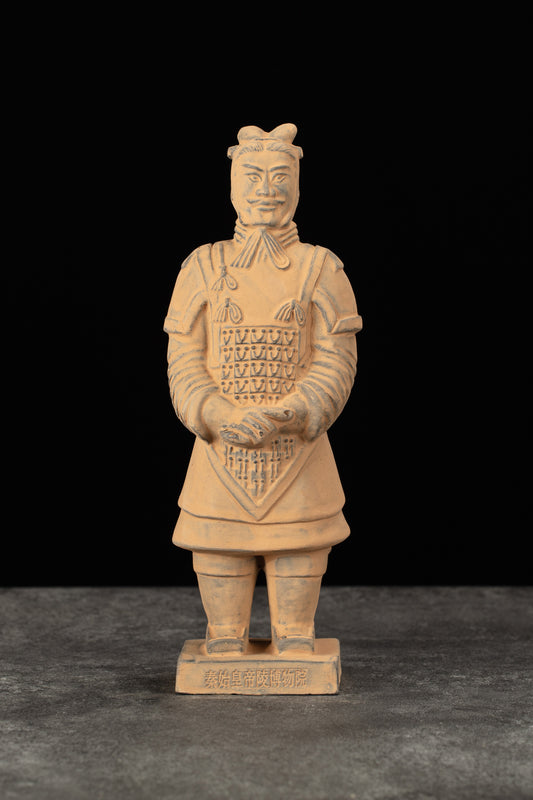 20CM General - CLAYARMY-Commanding Elegance: Frontal view of the 20CM Terracotta Army General, radiating commanding elegance with the iconic double-tailed crossbill crown.