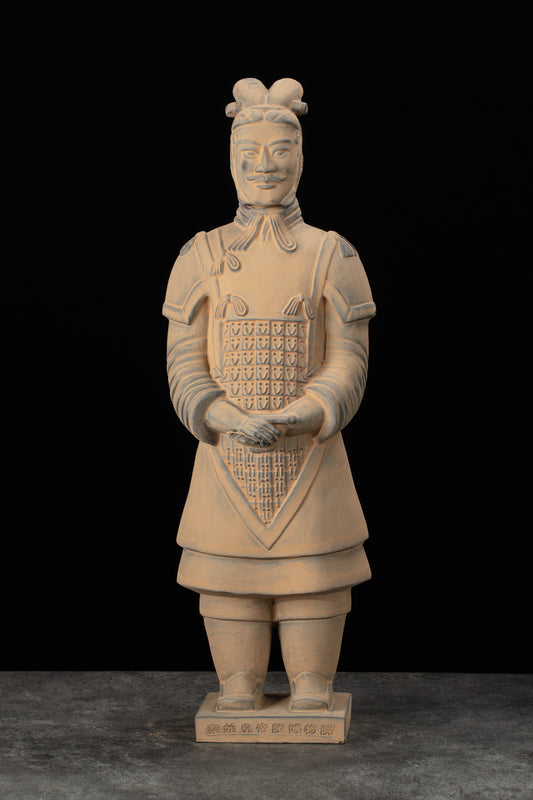 55CM General - CLAYARMY-Strategic Stance: Frontal view of the 55CM Terracotta Army General, showcasing a strategic stance and detailed sculpting of historical military attire.