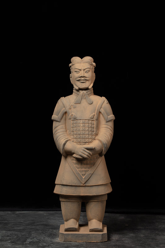 70CM General - CLAYARMY-Commanding Presence: Frontal view of the 70CM Terracotta Army General, projecting a commanding presence with meticulously sculpted historical military attire.