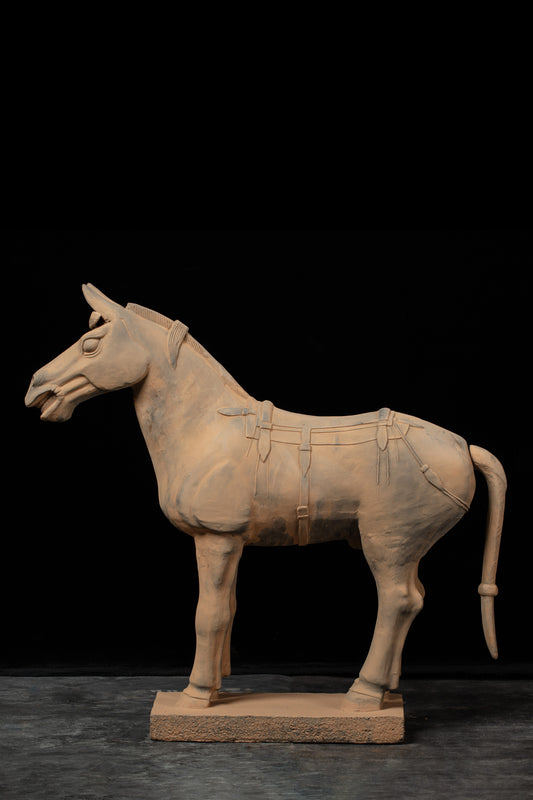70CM Horse - CLAYARMY -Side profile showcasing the majestic proportions and lifelike features of our 70CM Clayarmy Terracotta Horse.
